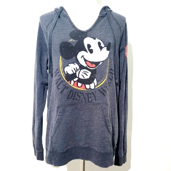 Disney Parks Acid Wash Mickey Mouse Walt Disney World Hoodie Sweatshirt Size L - Picture 1 of 8